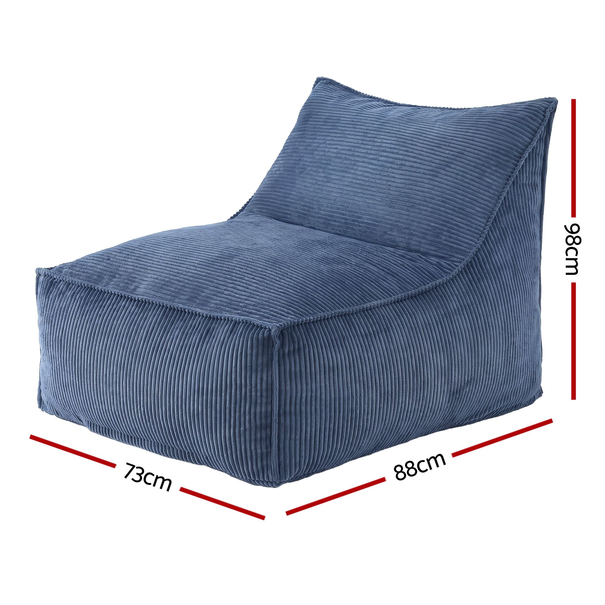 Bean Bag Chair Cover (No Filler) Soft Corduroy Stuffed Animal Storage Bean Bag Cover for Adults, Washable Lazy Sofa Cover for Living Room Bedroom, Blue