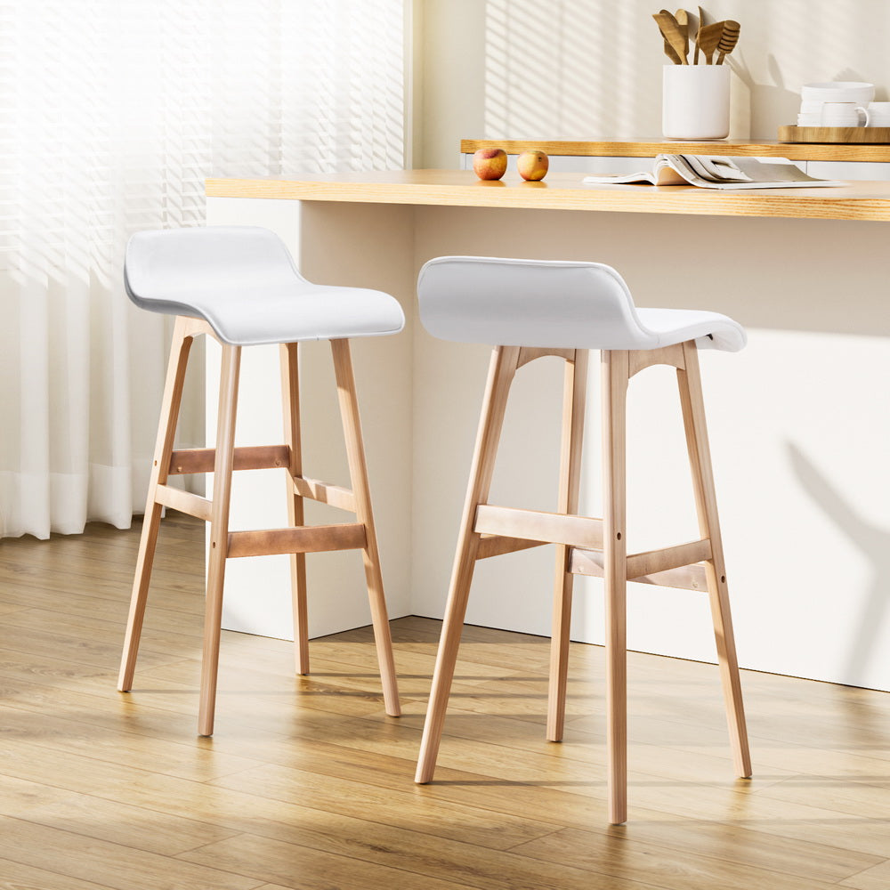 Set of 2 Aurelia Bentwood Bar Stools - White