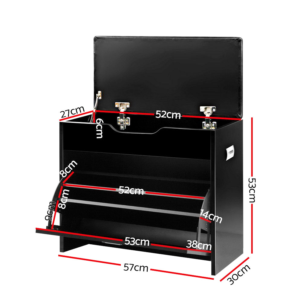 Shoe Cabinet Bench with Hidden Storage – Black