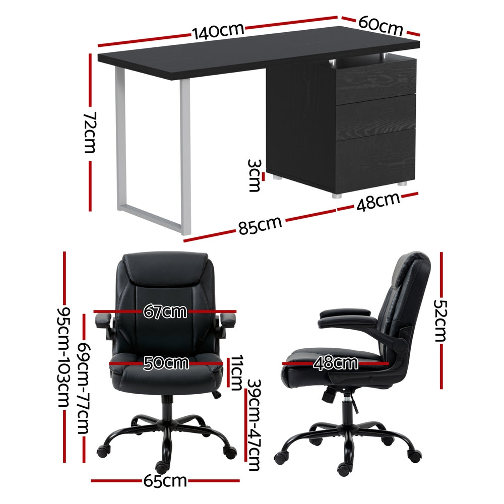 Computer Desk and Office Chair Combo - Black