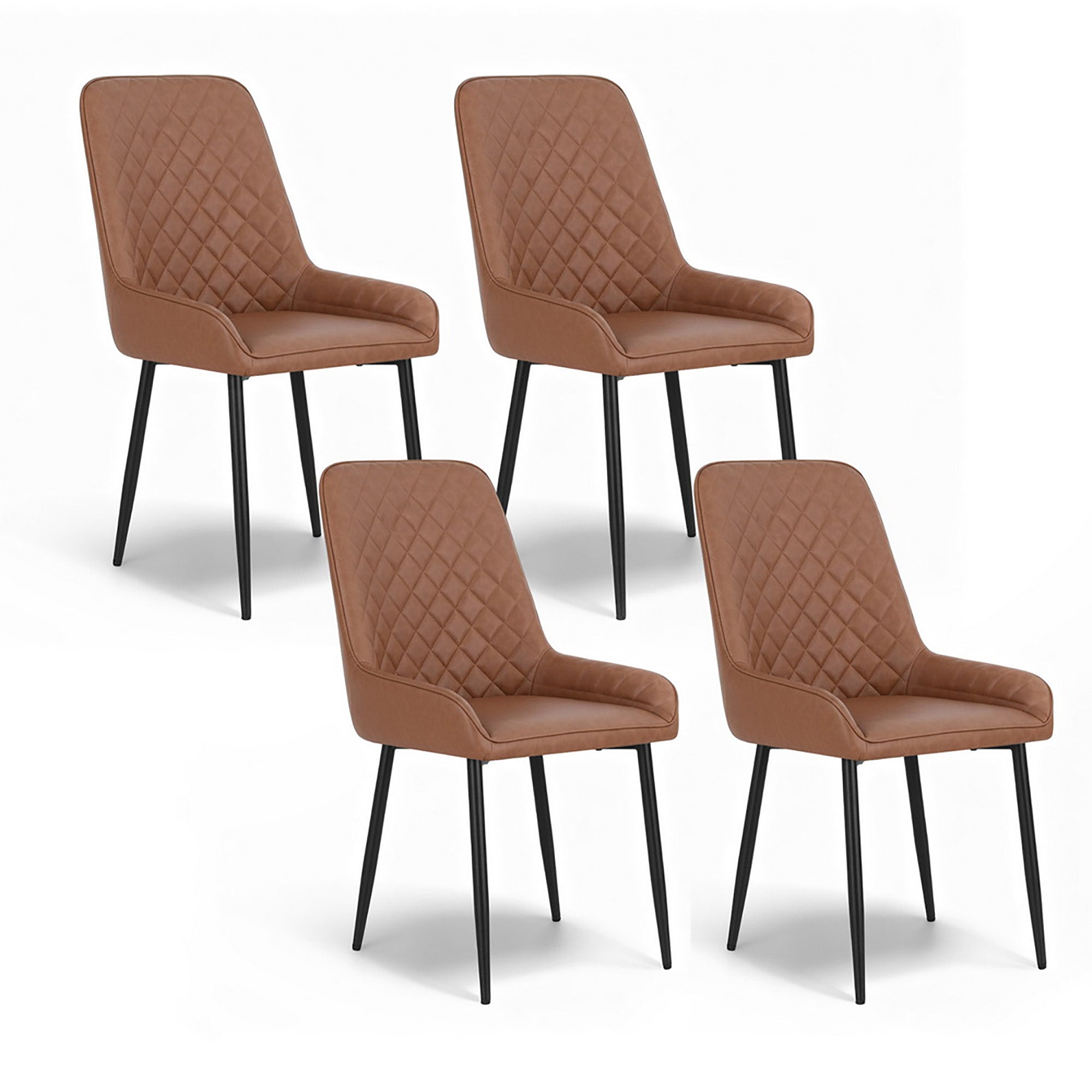 4x Dining Chairs Retro PU Leather Kitchen Lounge Cafe Accent Chair Brown