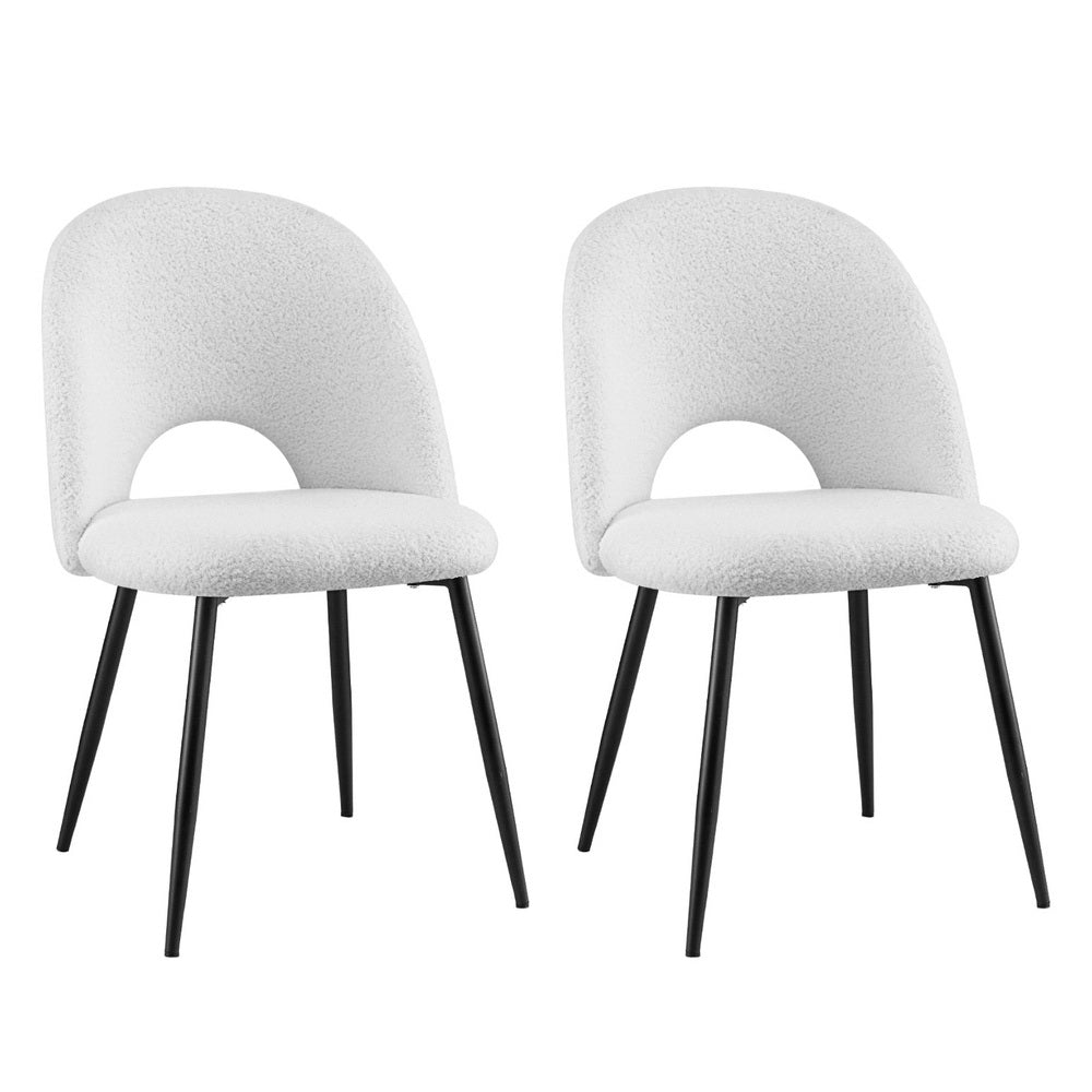 Set of 2 Sherpa Dining Chairs - White