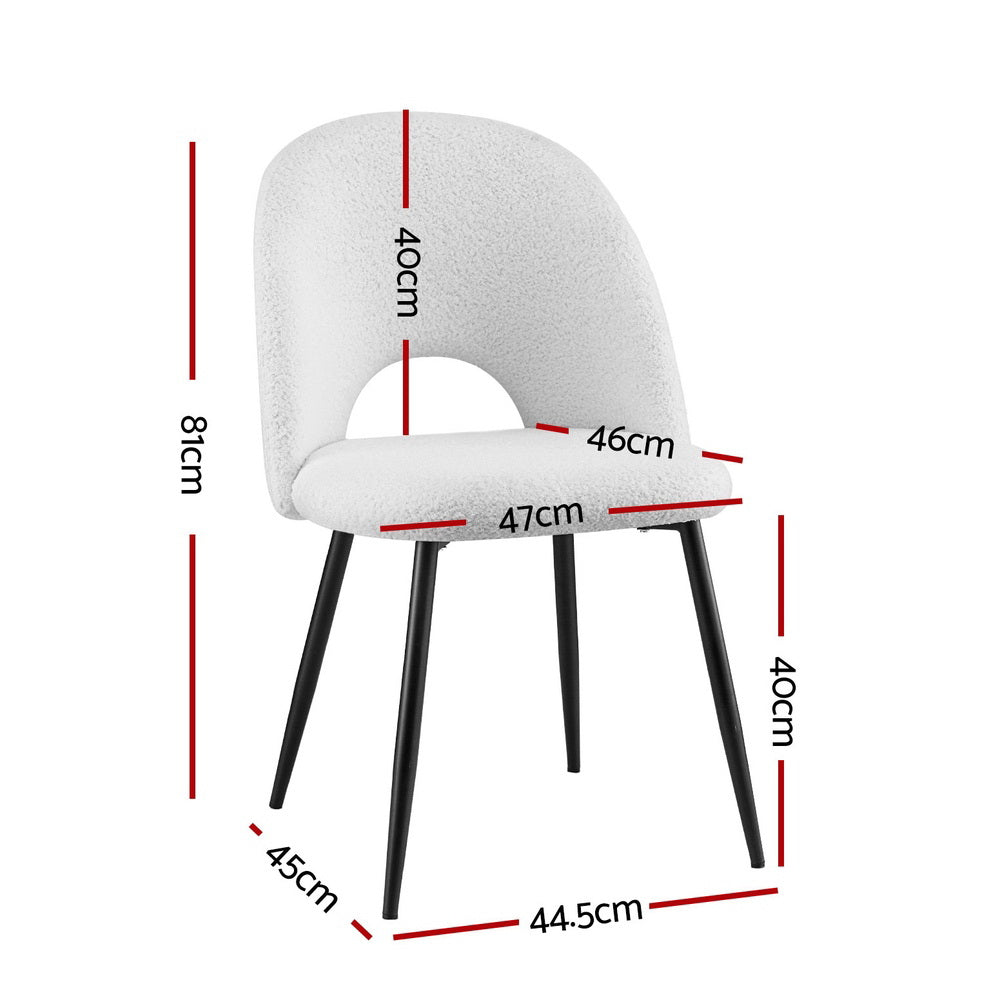 Set of 2 Sherpa Dining Chairs - White