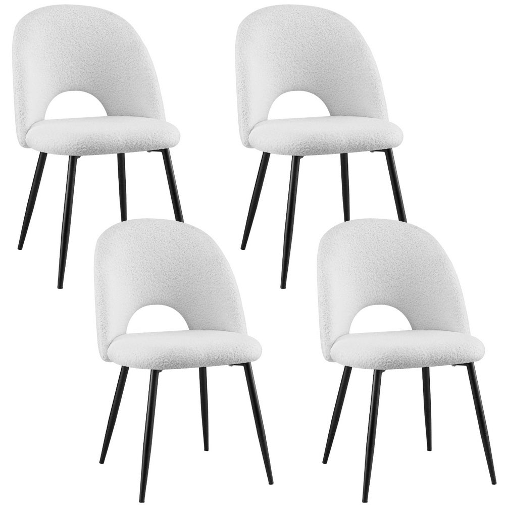Set of 4 Dining Chair Boucle Sherpa