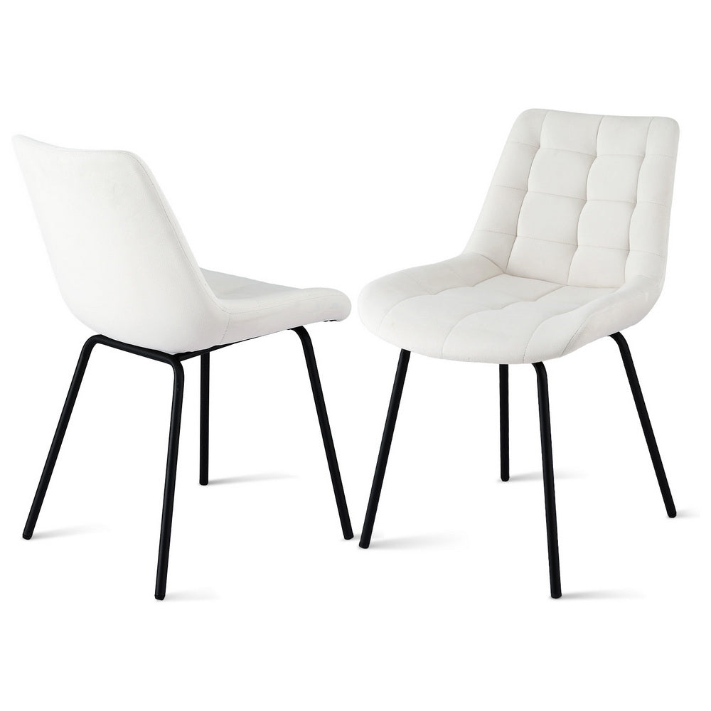 Set of 2 Evora Velvet Tufted Dining Chairs – Beige