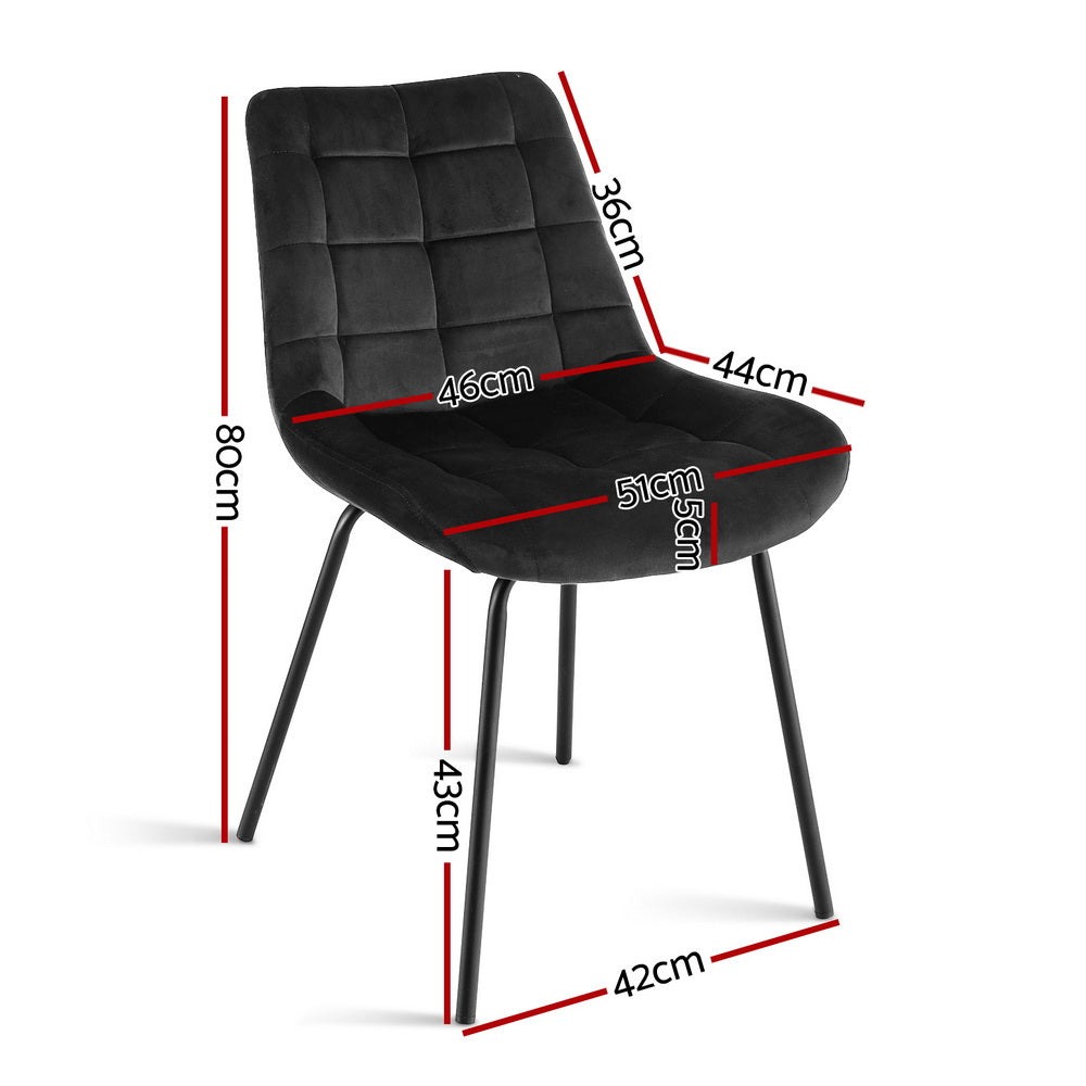 Set of 2 Evora Velvet Tufted Dining Chairs – Black