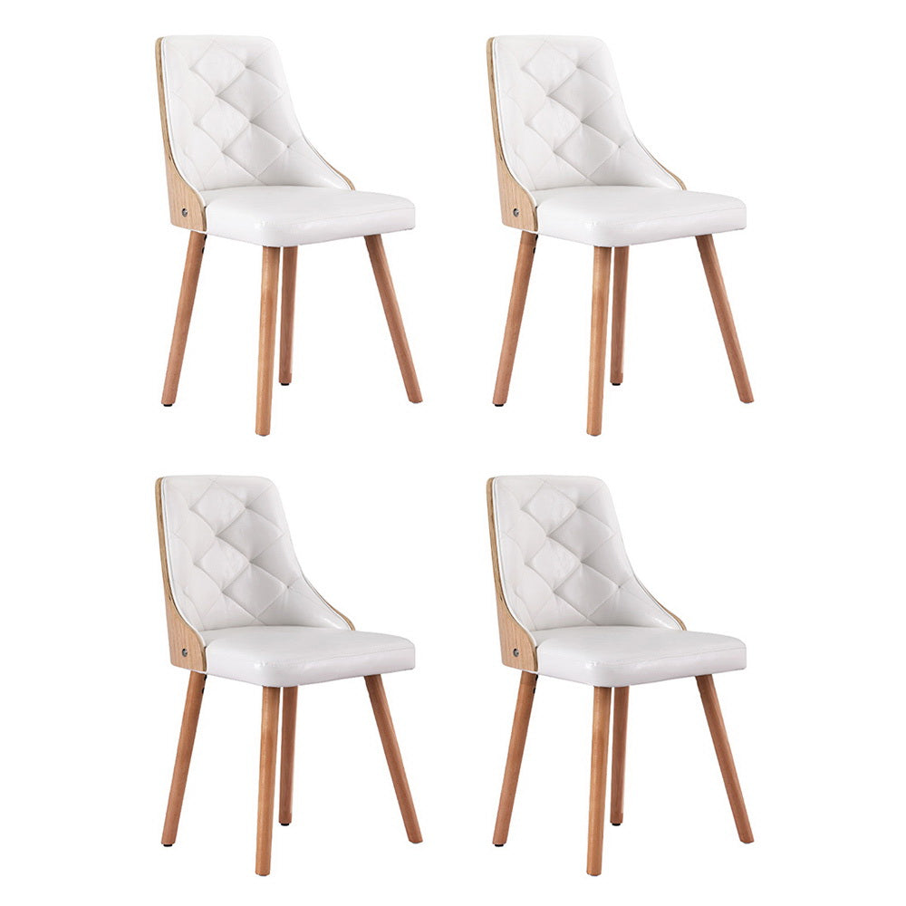 Set of 4 Dining Chairs White PU