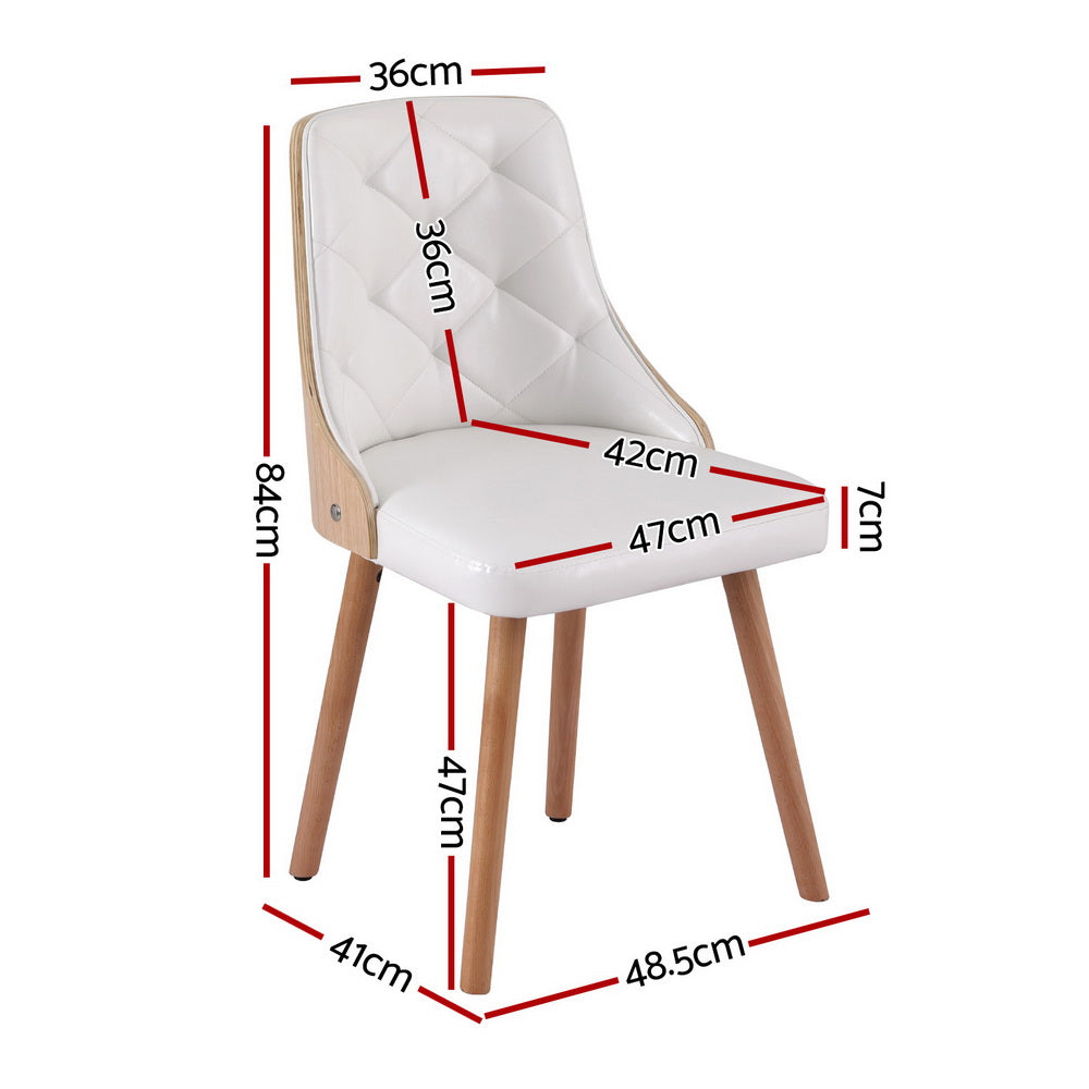 Set of 4 Dining Chairs White PU