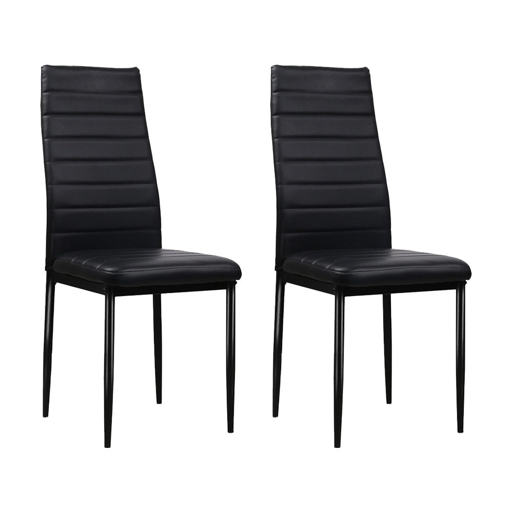 Dining Chairs Black PU Leather Set of 4 Astra