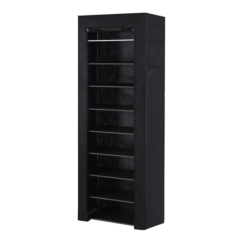 10-Tier Shoe Rack Cabinet with Removable Cover – Black