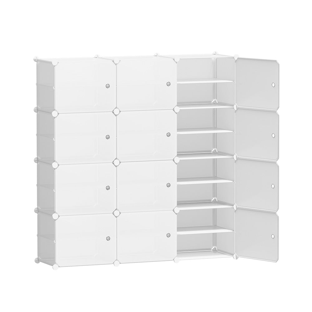 Modular 12-Cube Shoe Cabinet – White (Expandable Design)