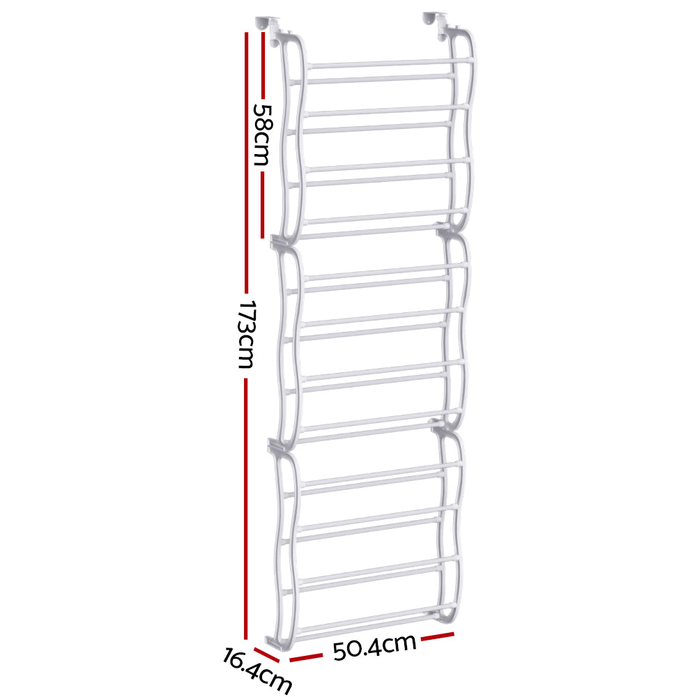 12-Tier Over-the-Door Shoe Rack – White (Holds Up to 24 Pairs)