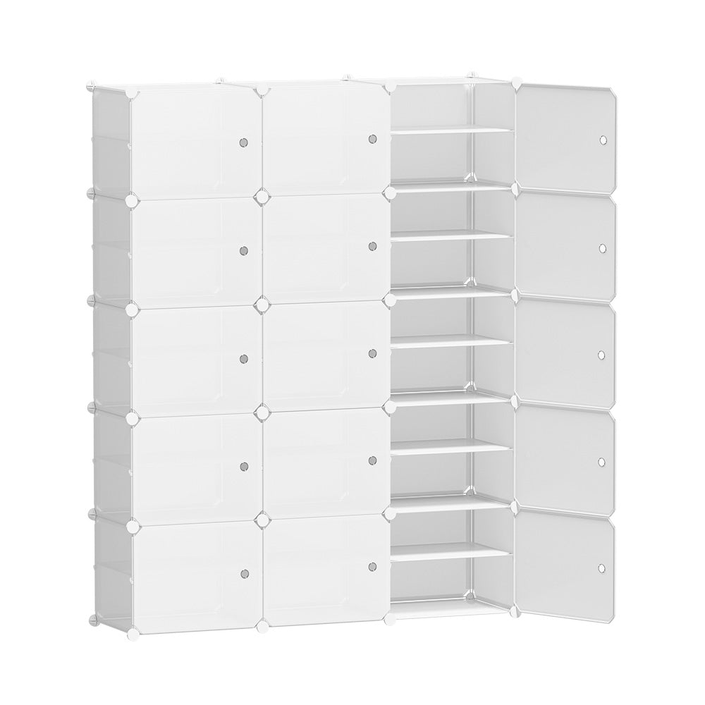 Modular 15-Cube Shoe Cabinet – White (Expandable Design)