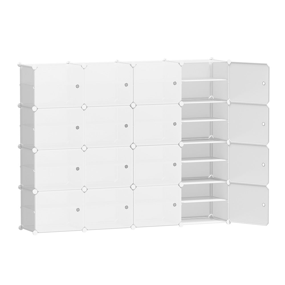 Modular 16-Cube Shoe Cabinet – White (Expandable Design)
