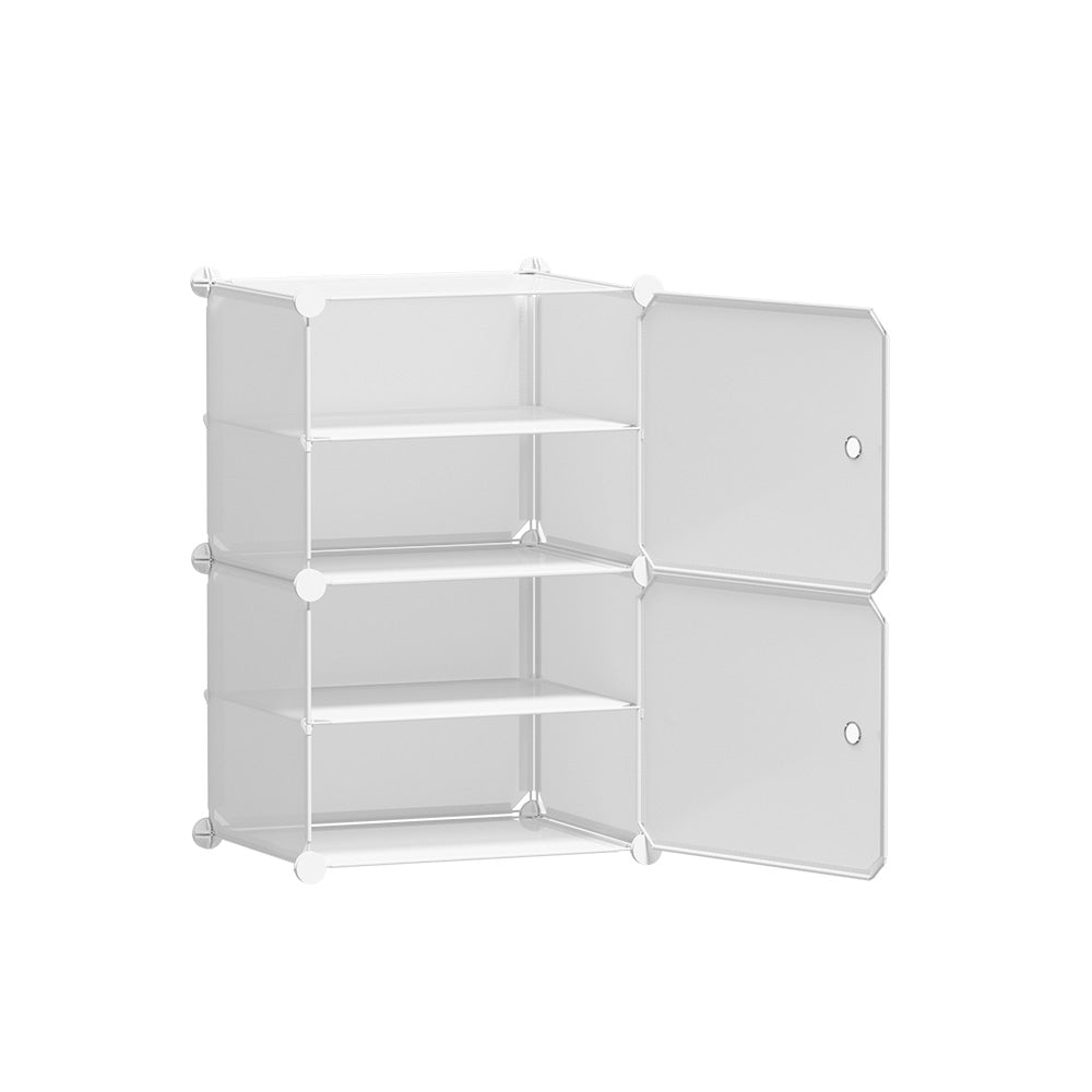 Modular 2-Cube Shoe Cabinet – White (Expandable Design)