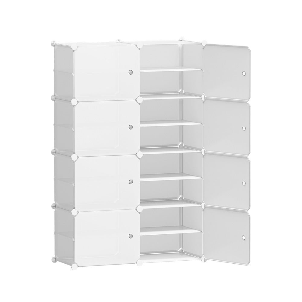 Modular 8-Cube Shoe Cabinet – White (Expandable Design)
