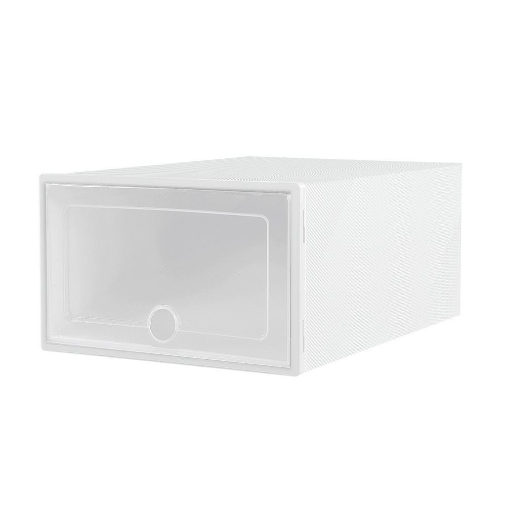 Set of 24 Foldable & Stackable Shoe Storage Boxes – Transparent White