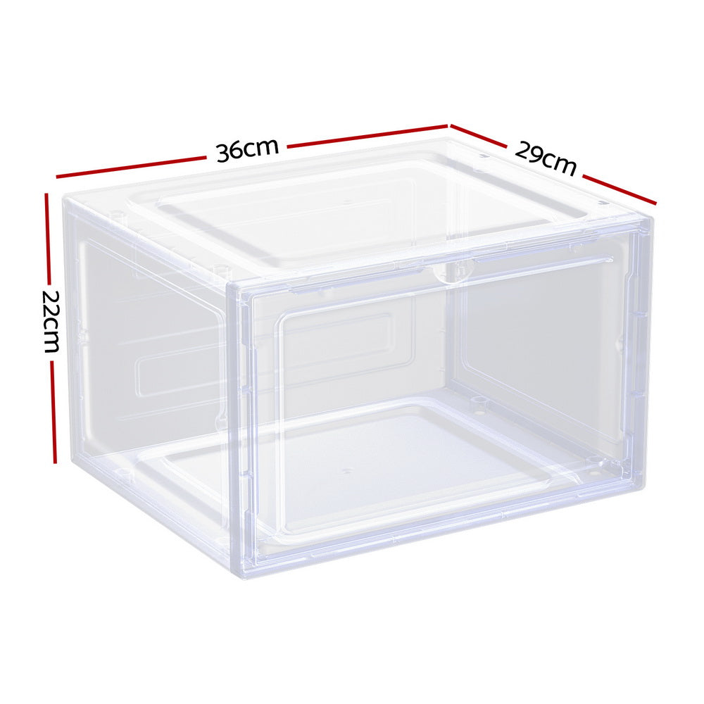 Shoe Box Rack DIY Set of 2 – Stackable with Magnetic Door (Transparent)