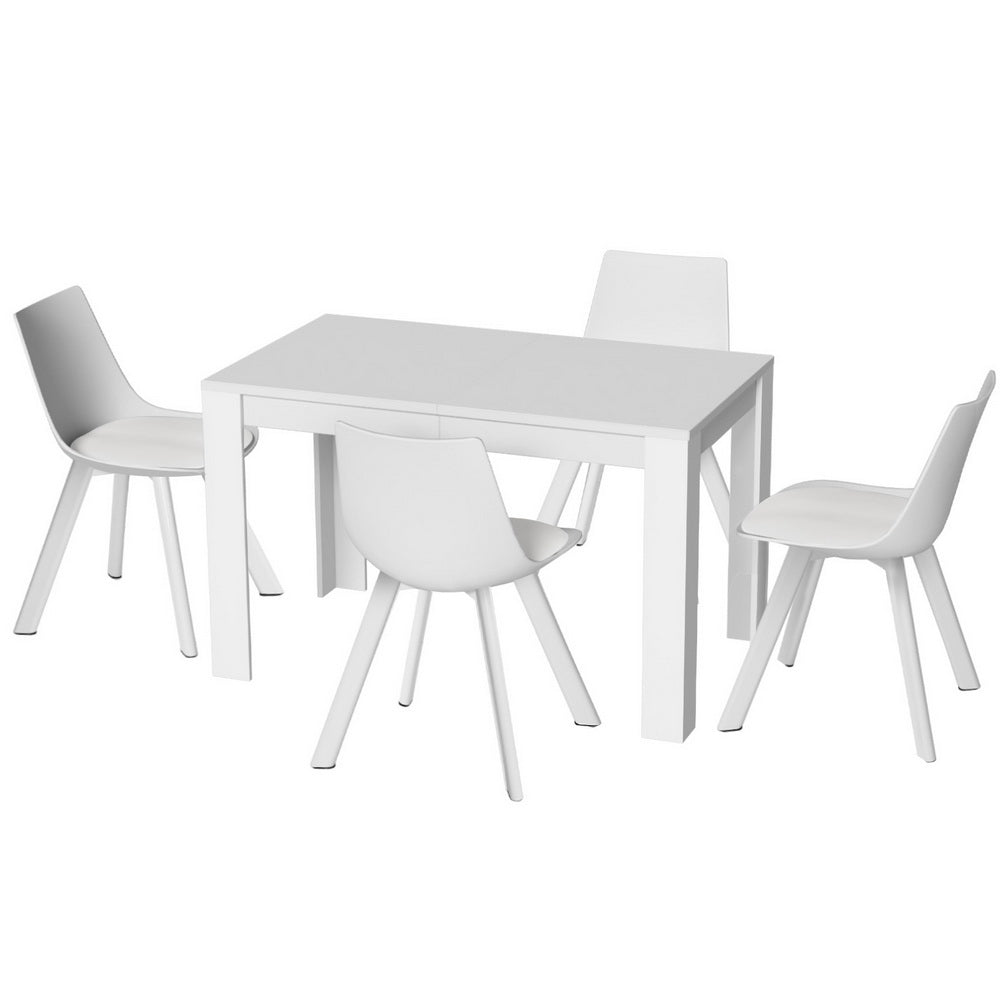 Dining Table and 4 Chairs Set Rectangle White