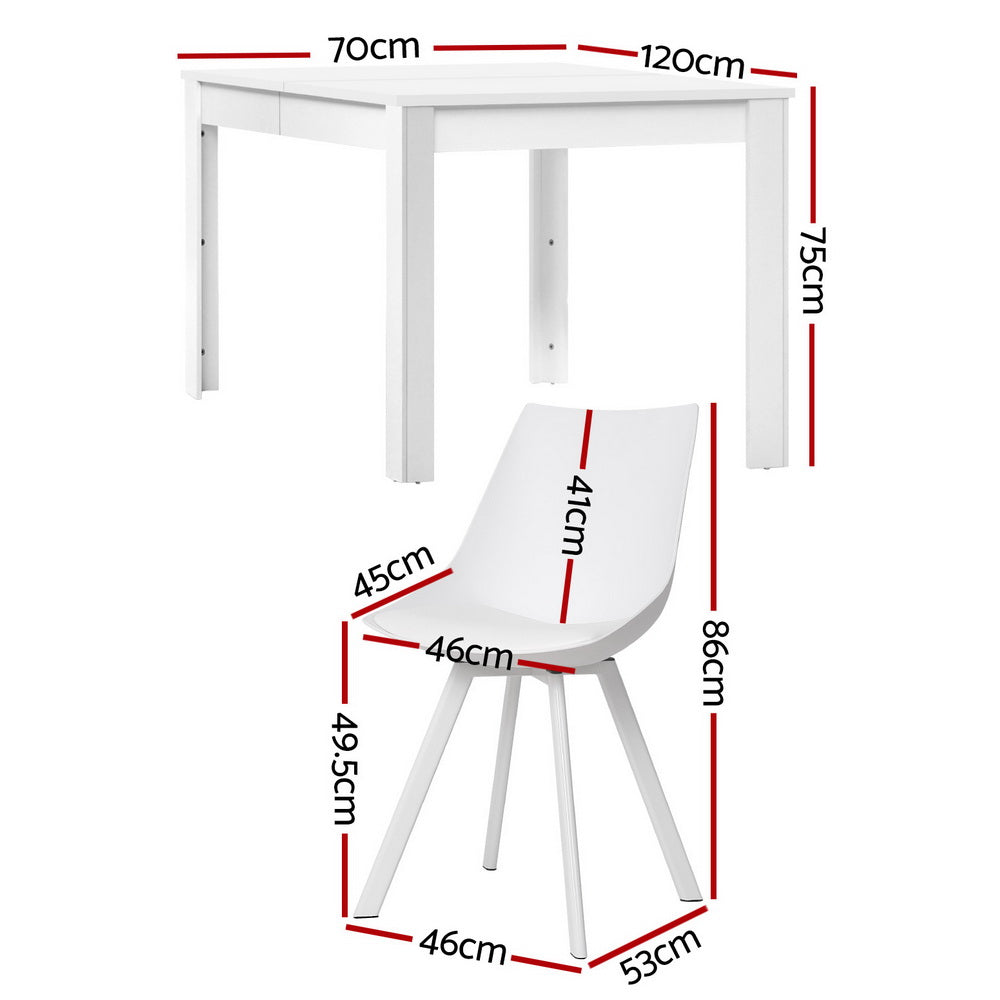 Dining Table and 4 Chairs Set Rectangle White
