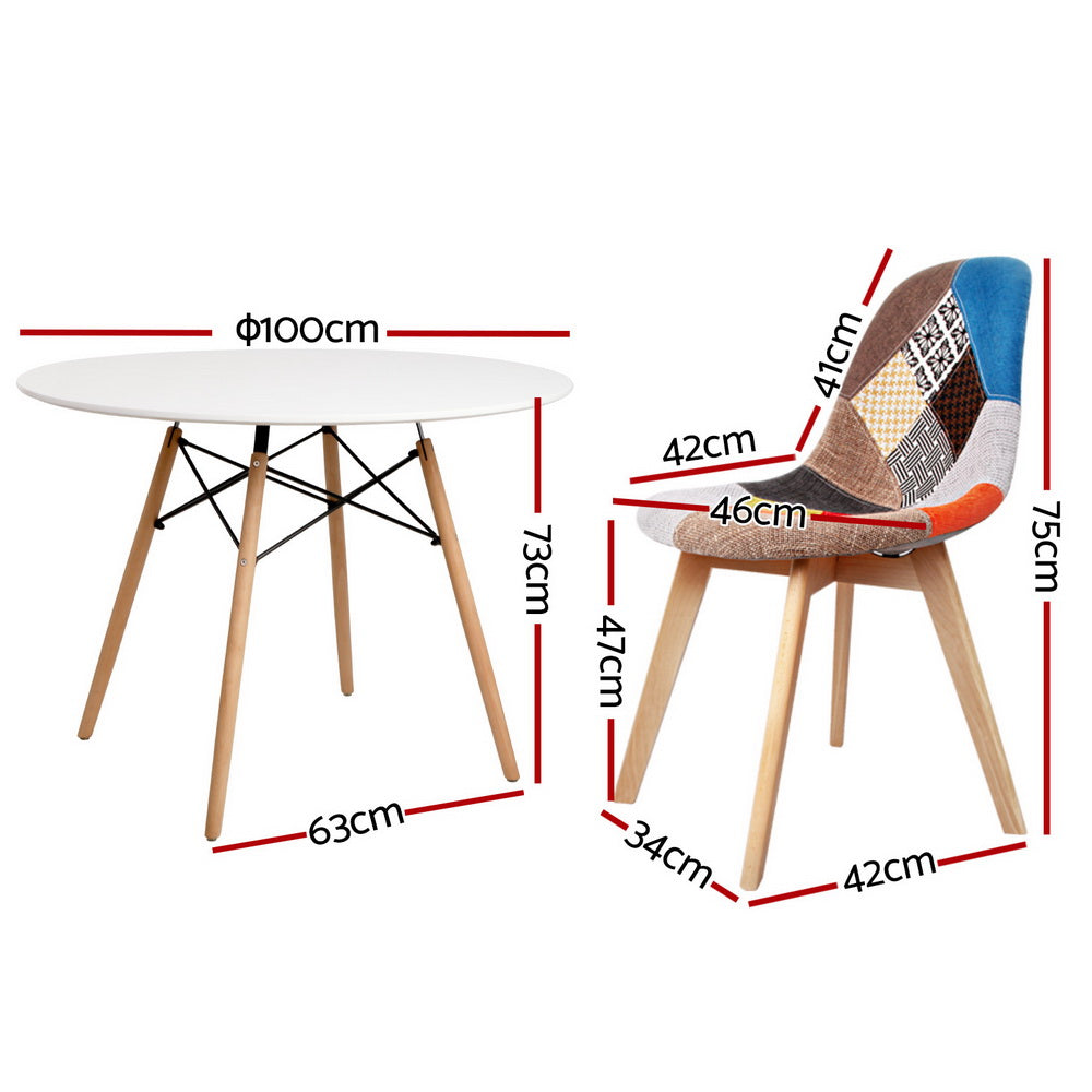 Dining Table and 4 Chairs Set DSW White