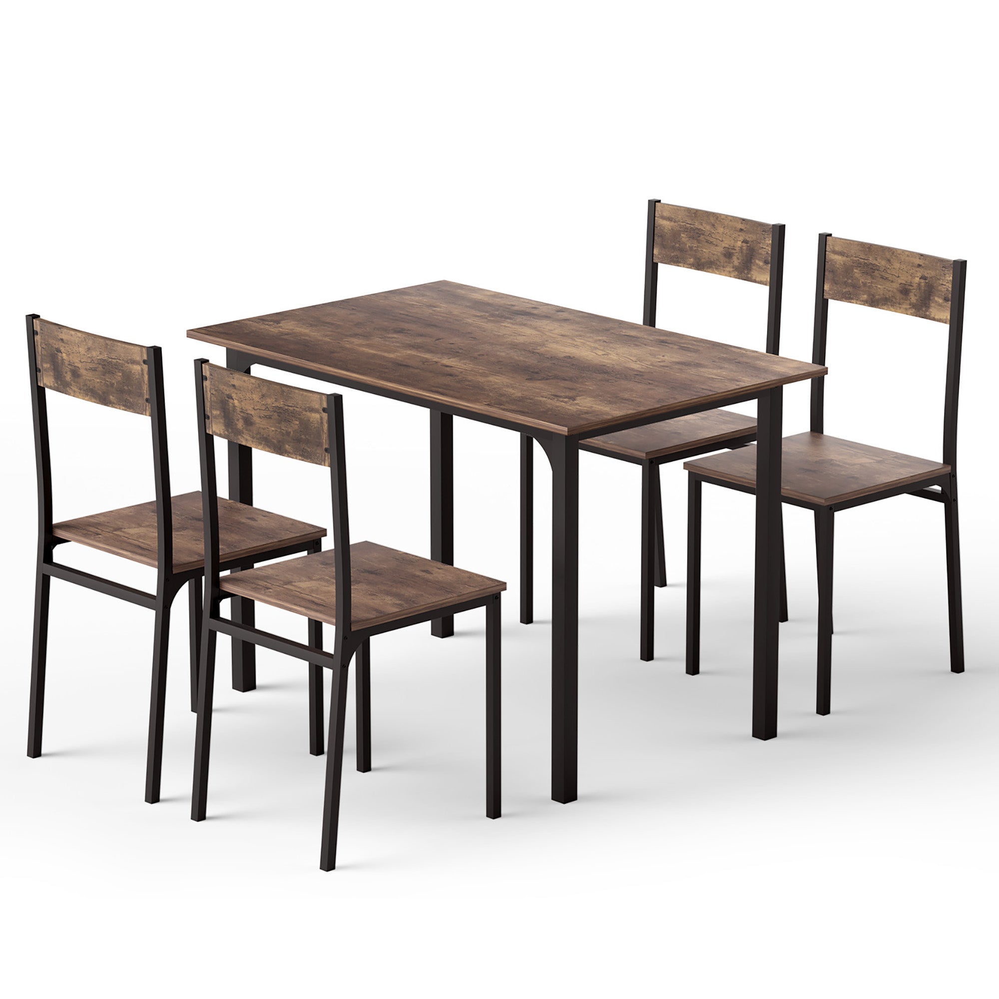 Dining Table and Chairs Set of 5 Compact Kitchen Furniture Rustic Brown