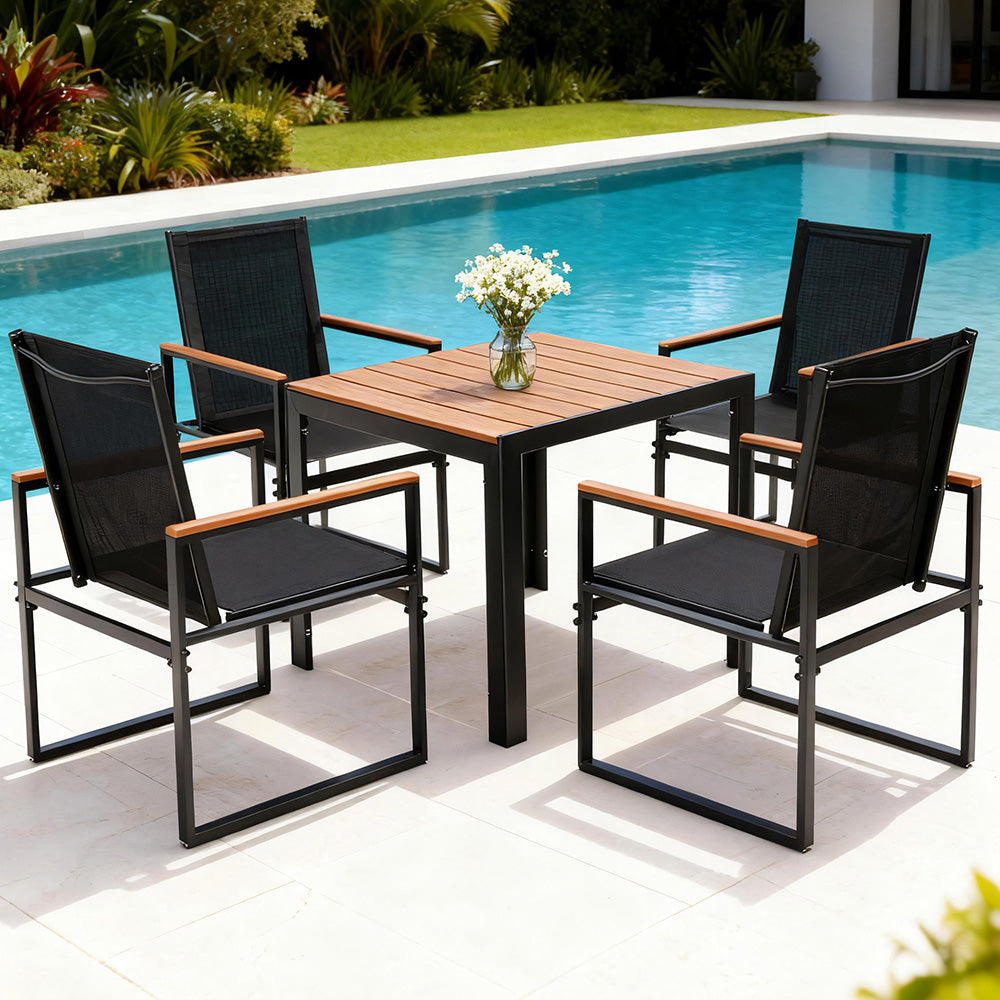 5PCS Outdoor Dining Set Table and Chairs Patio Garden Furniture Bistro Set