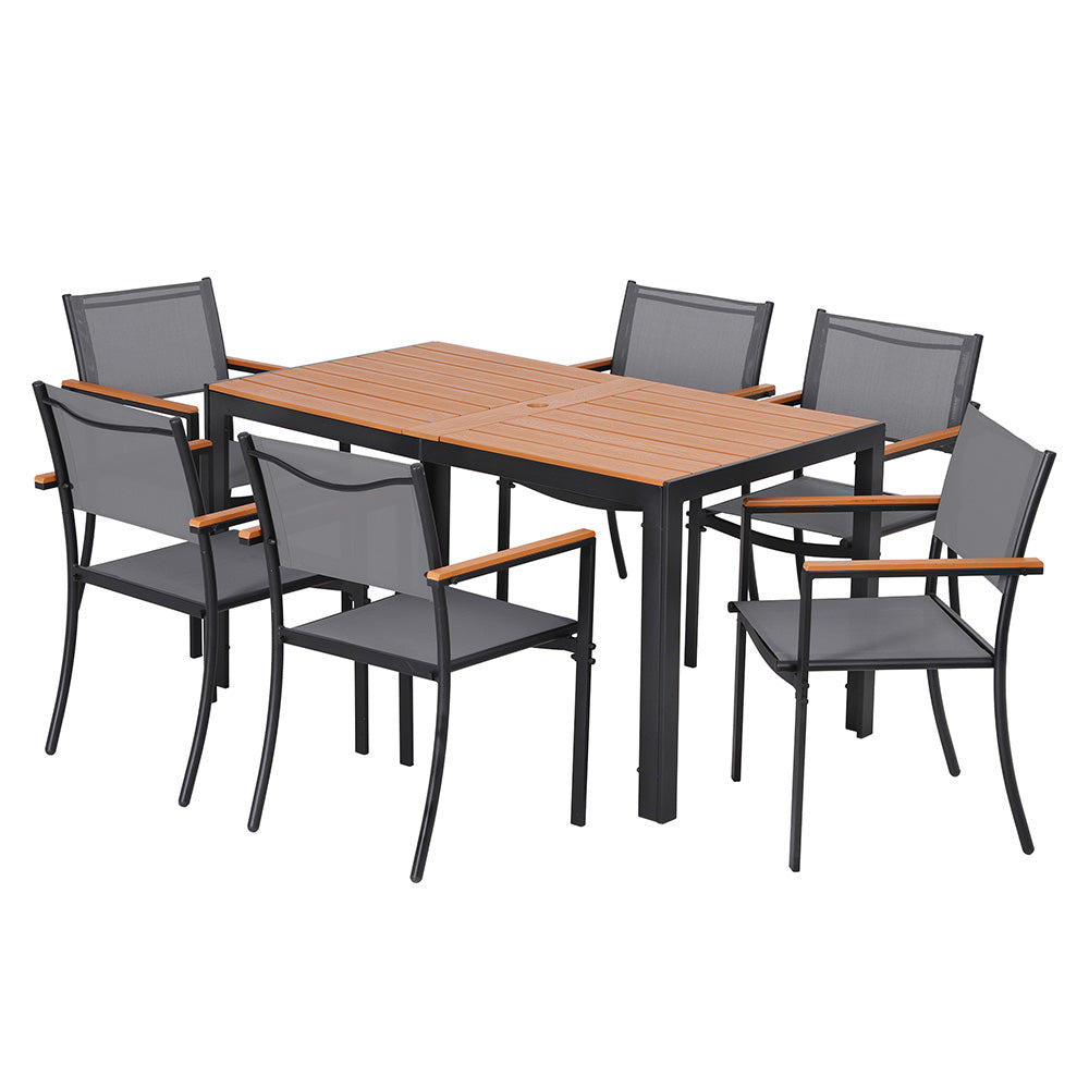 7PCS Outdoor Dining Set Table and Chairs Patio Garden Furniture Bistro Set