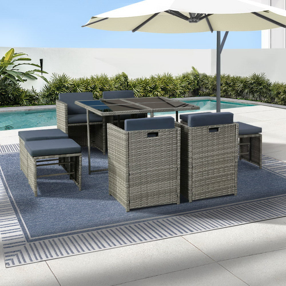 9 Piece Harvey Outdoor Dining Set - Grey
