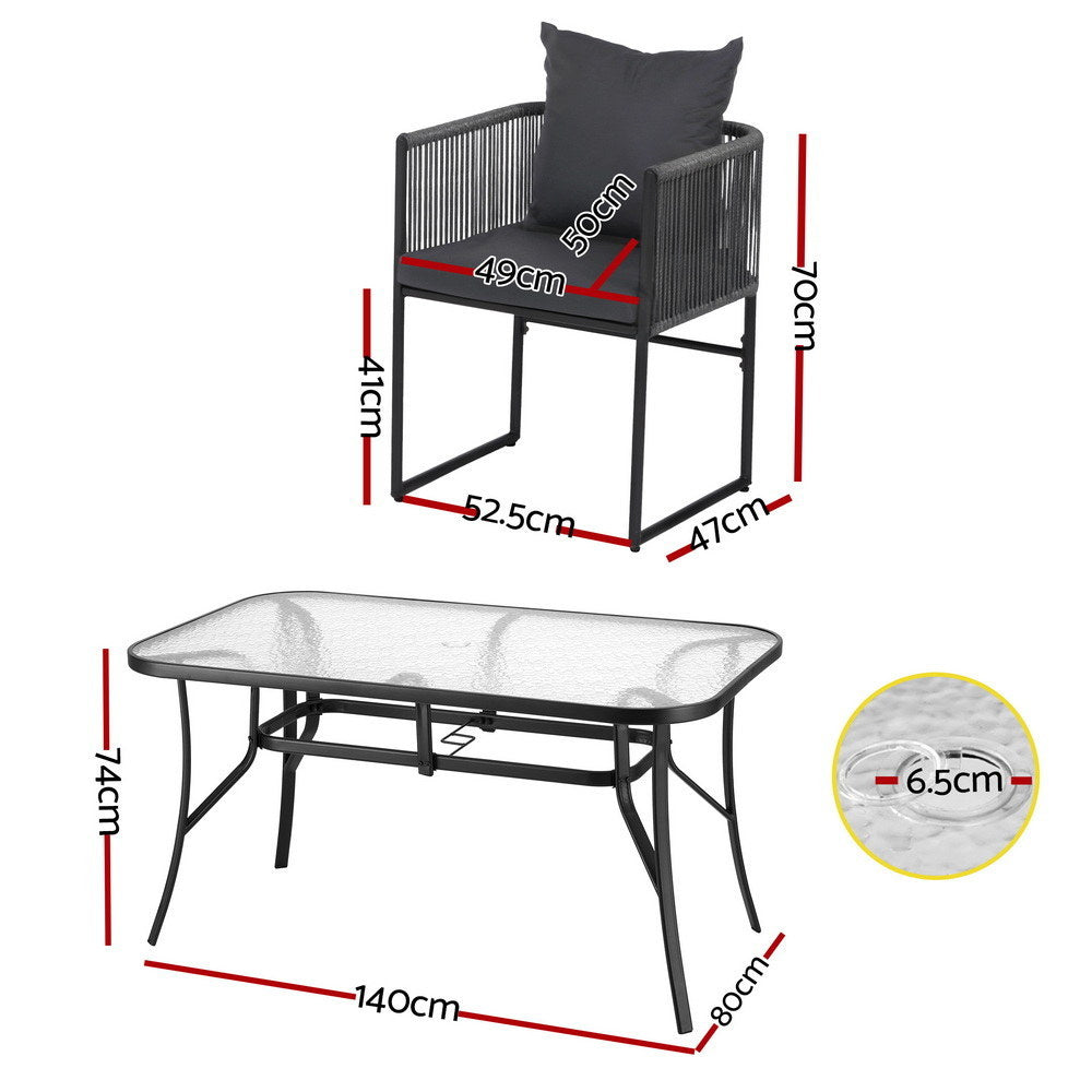 5PC Outdoor Dining Set Table and Chairs Patio Furniture Garden Bistro Set Black