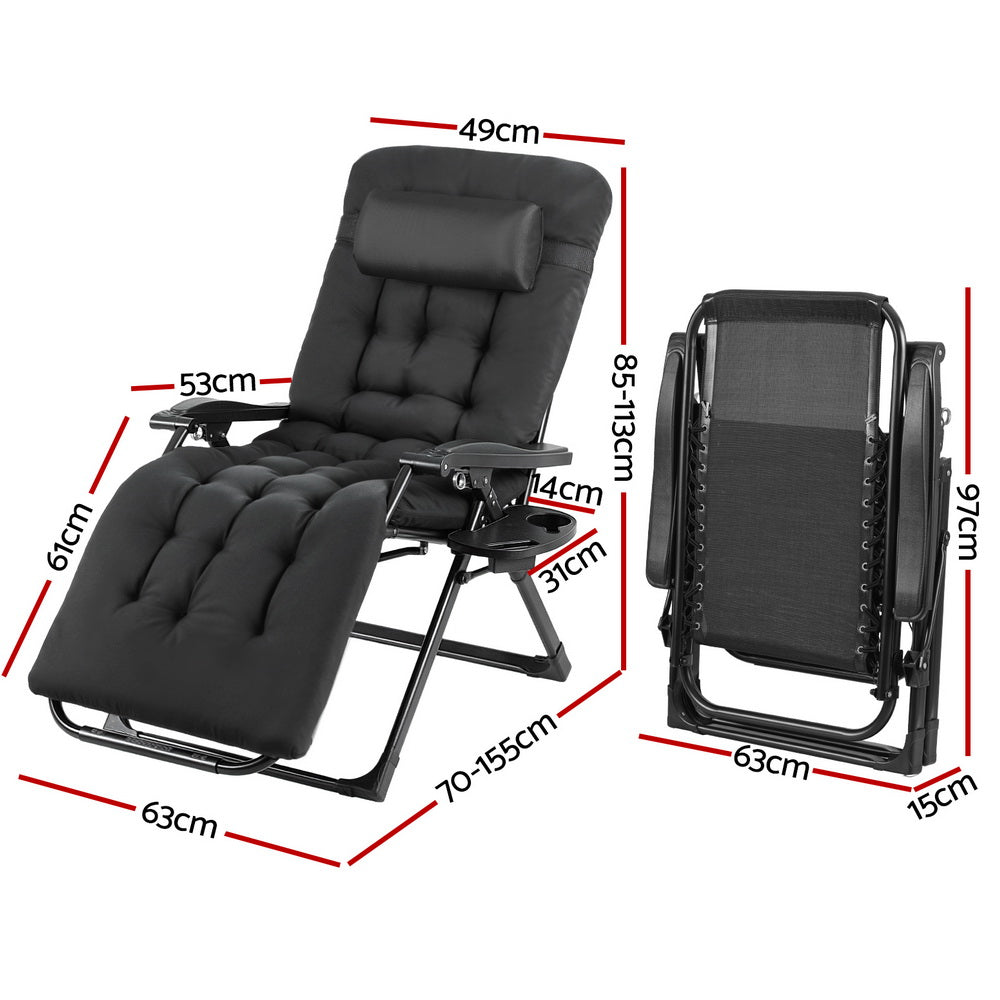 Sun Lounge Lounger Folding Camping Zero Gravity Chair Outdoor Furniture