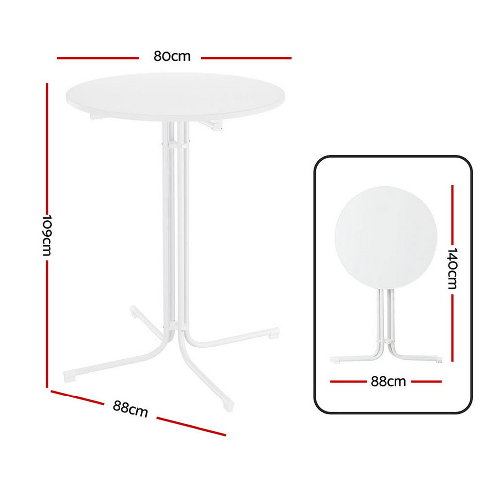 Outdoor Bar Table Round Folding Desk Top 109cm Patio Furniture White
