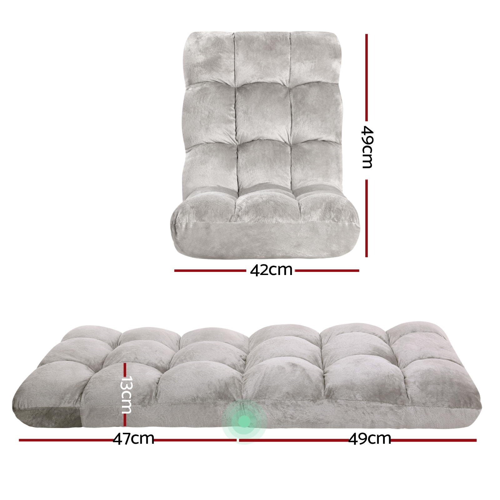 Set of 4 Lounge Sofa Bed Flannel Fabric Grey