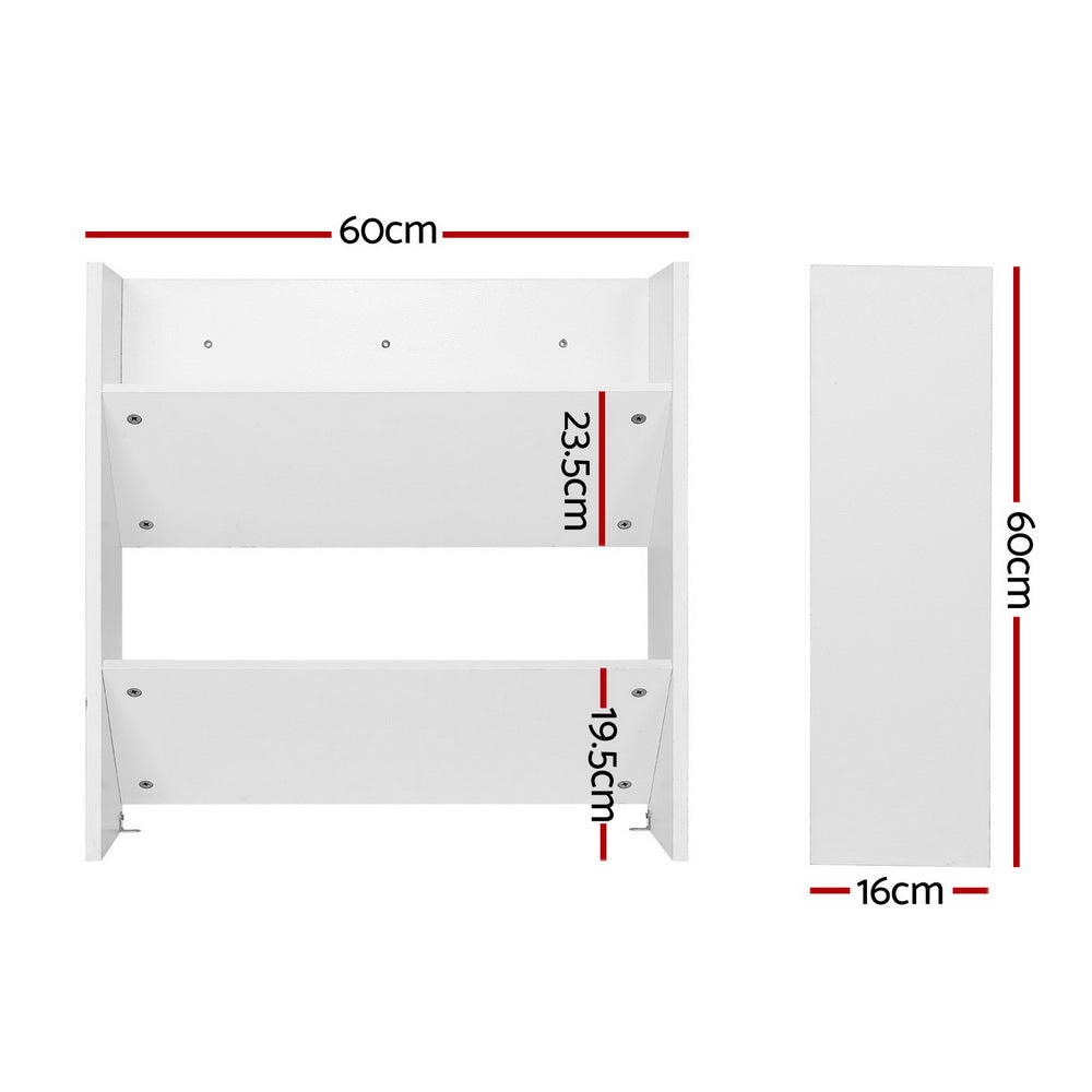2-Tier Wall Mounted Open Shoe Racks – Set of 2 (White)
