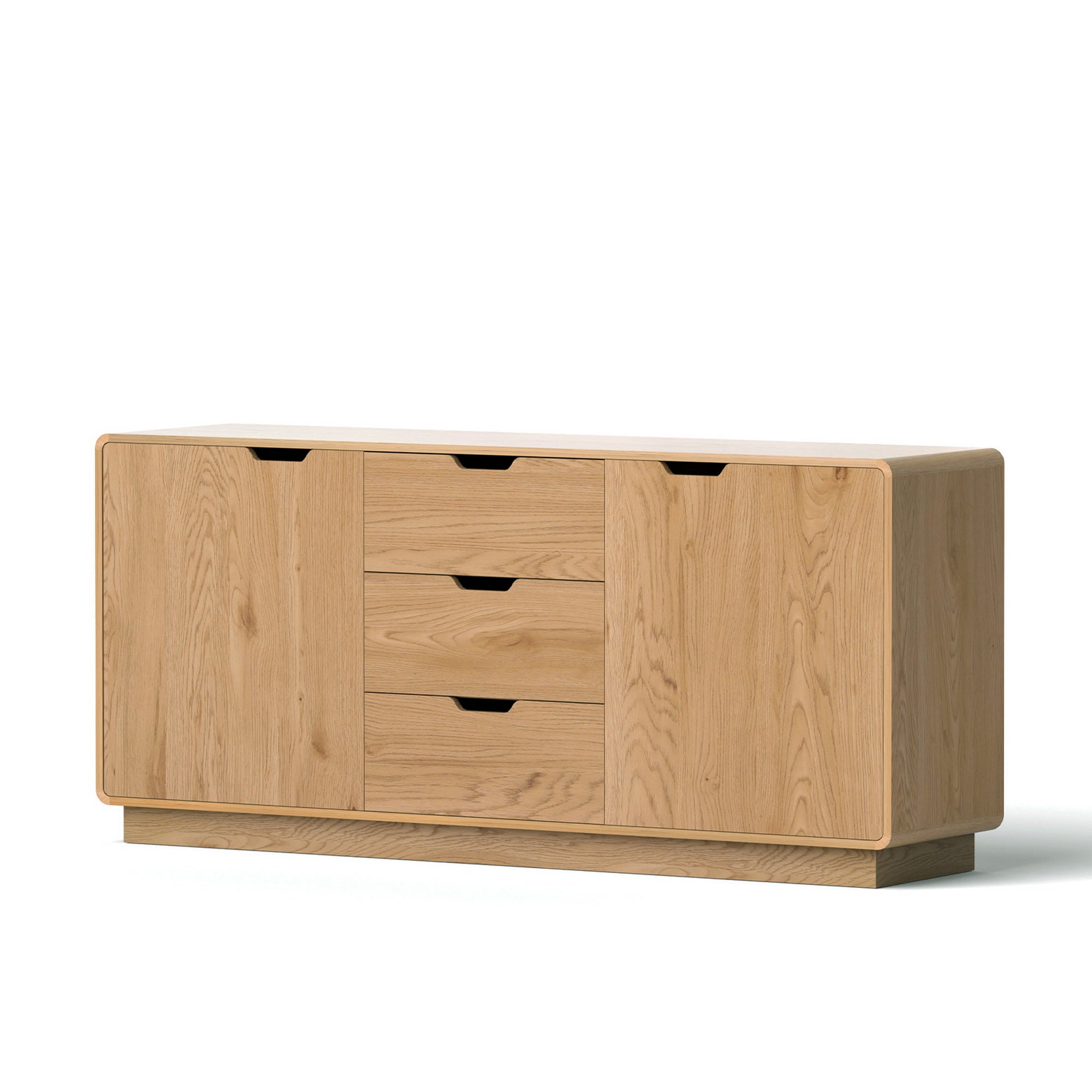 Buffet Sideboard Cabinet with Drawers and Round Edges - Oak