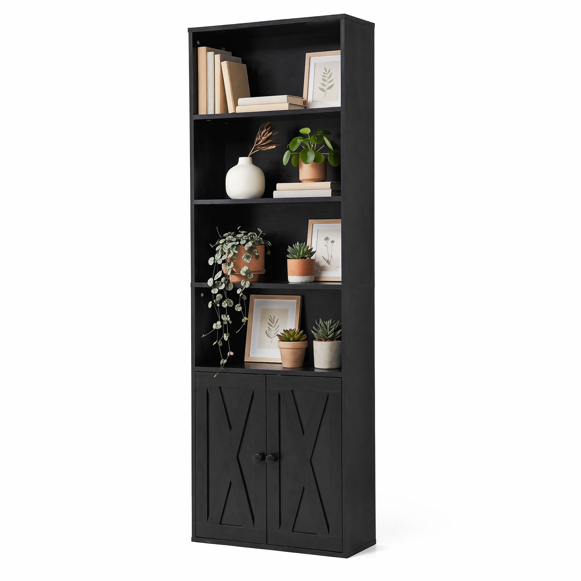 6-Tier Bookshelf Display Cabinet Storage Black