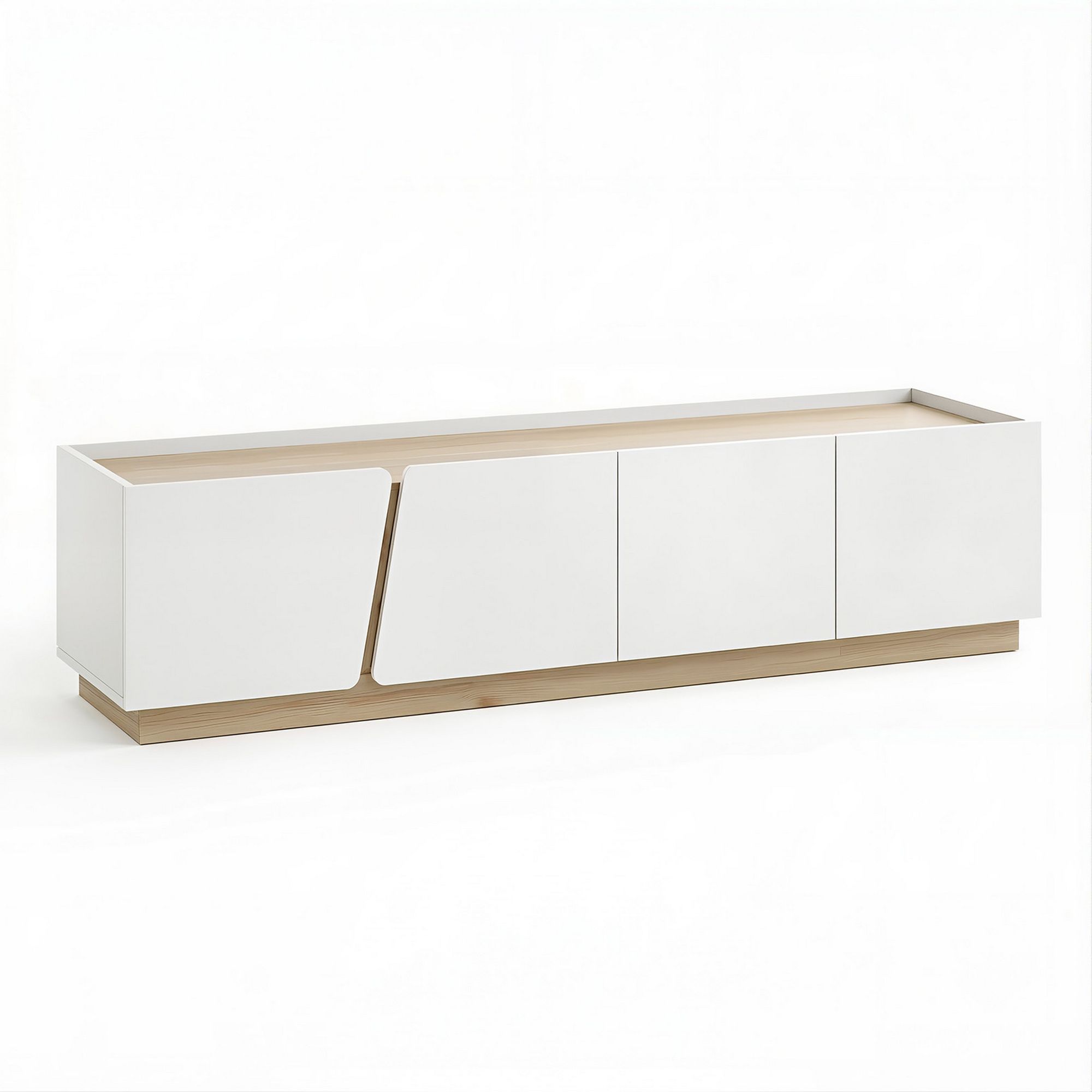 180cm TV Unit Storage Cabinet Living Room White & Pine