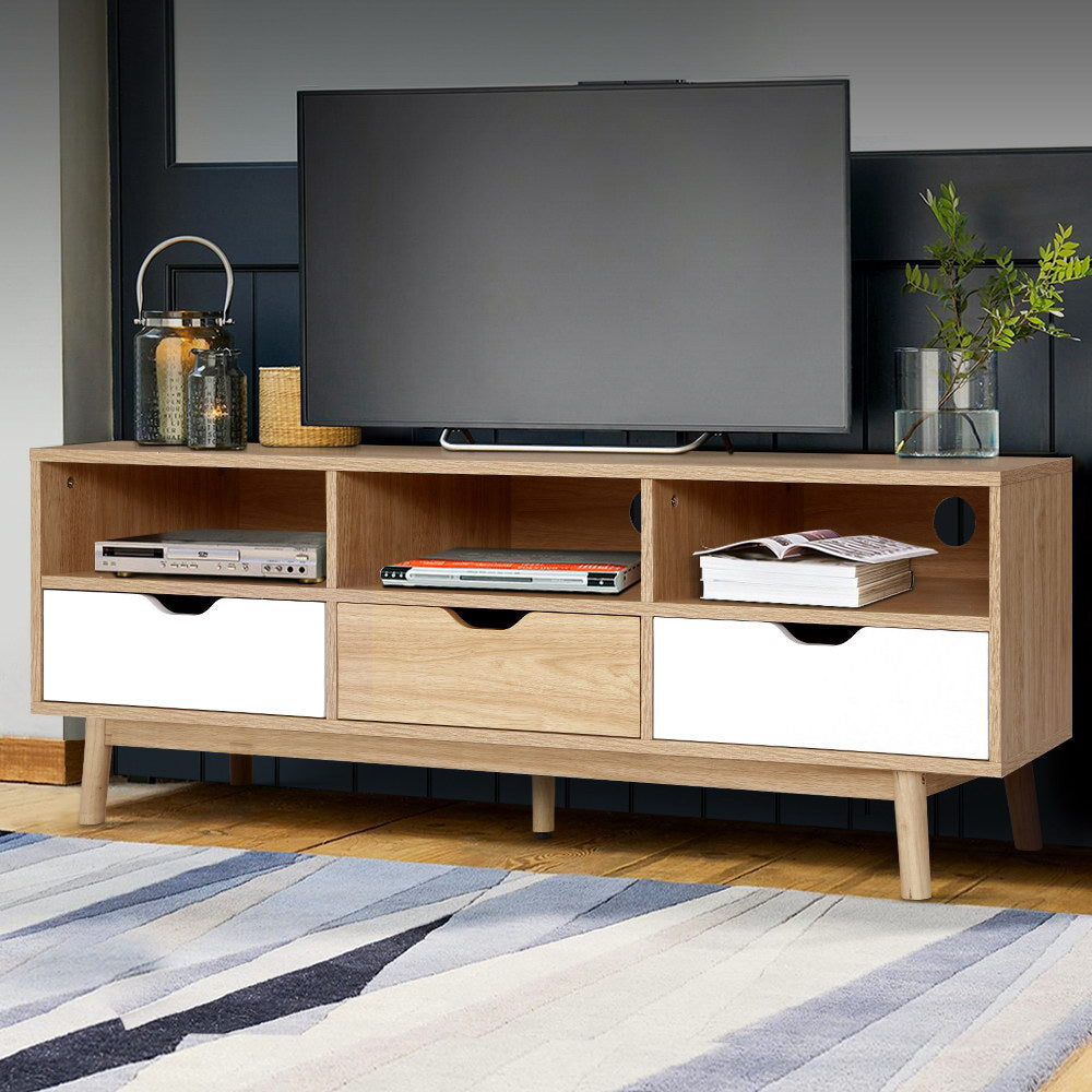 TV Cabinet Entertainment Unit Stand Wooden Storage 140cm Scandinavian