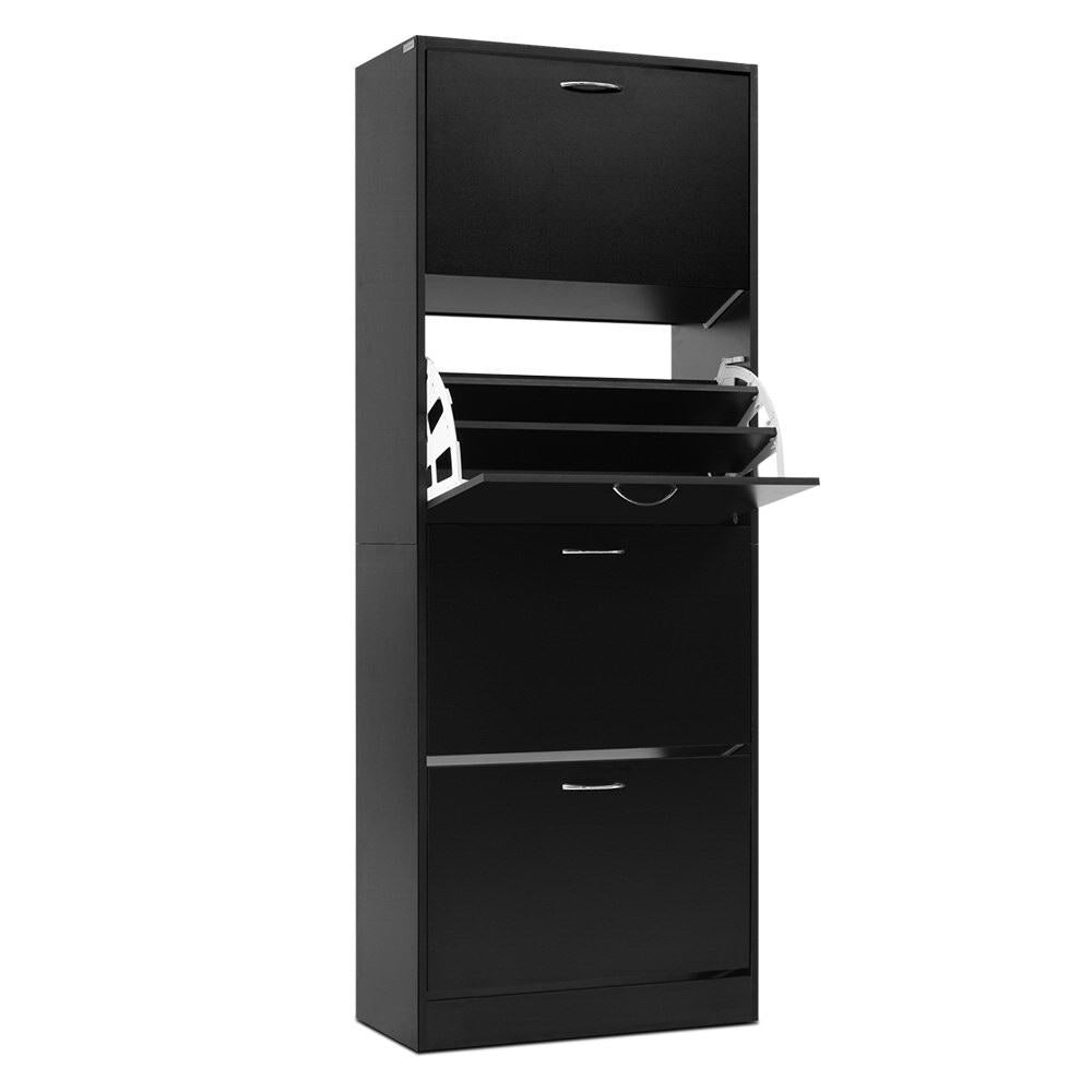 4-Compartment Shoe Cabinet – Black
