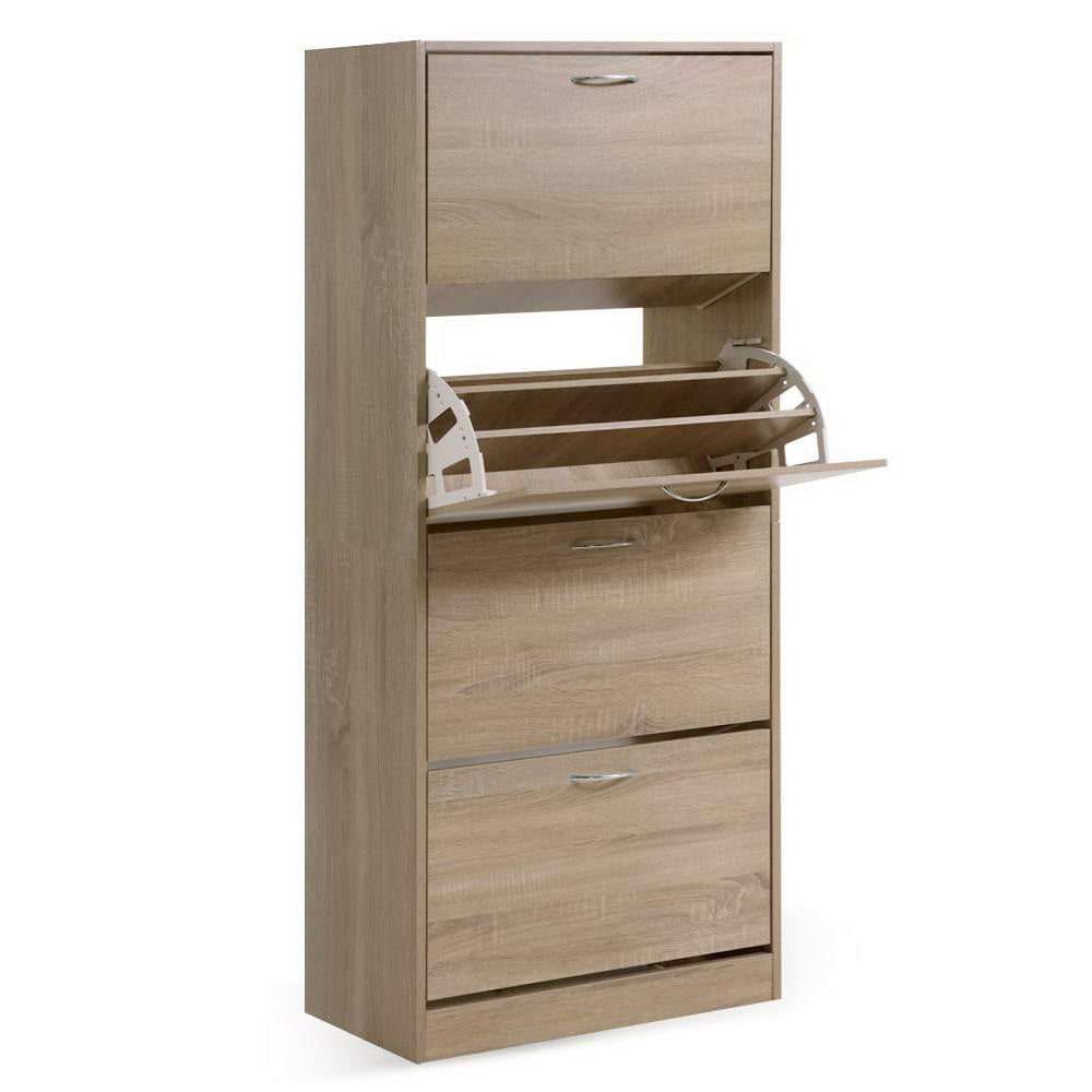 4-Compartment Shoe Cabinet – Wood Finish