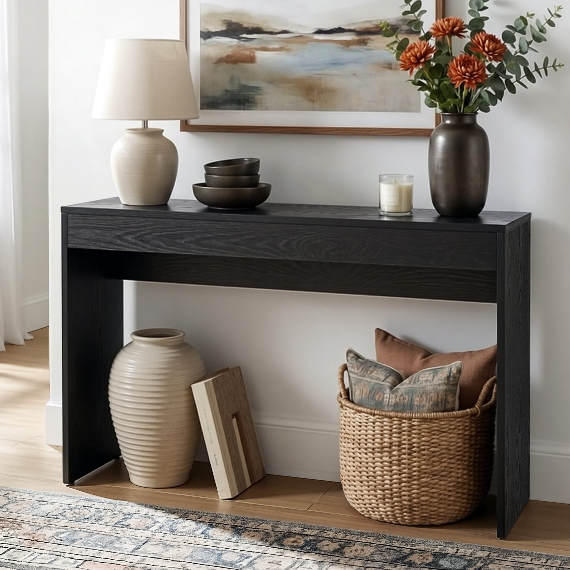 Console Table 120CM Black Hallway Entryway Sofa Table Storage
