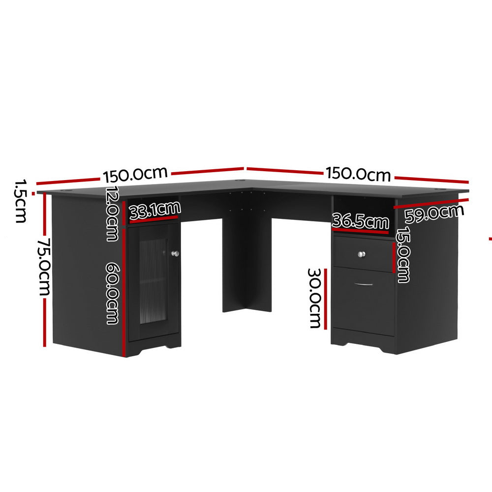 Computer Desk Home Office Study Desks L-shaped Corner Table with Storage