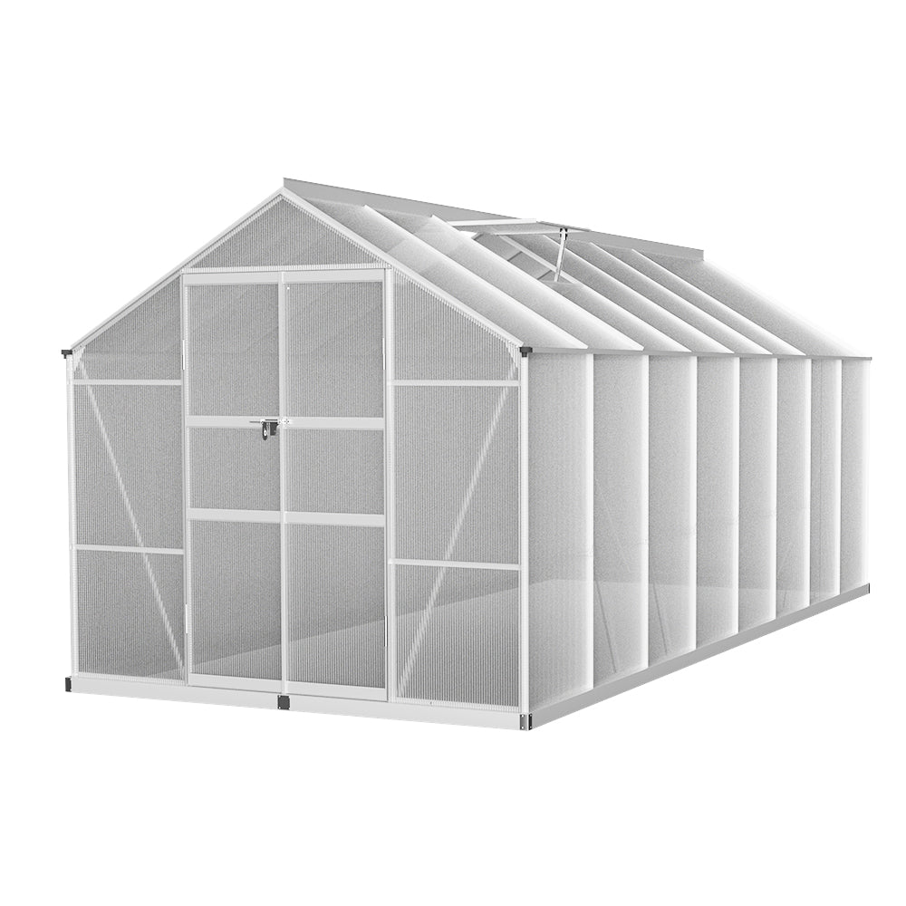Greenhouse 4.7x2.5x2.26M Double Doors Aluminium Green House Garden Shed
