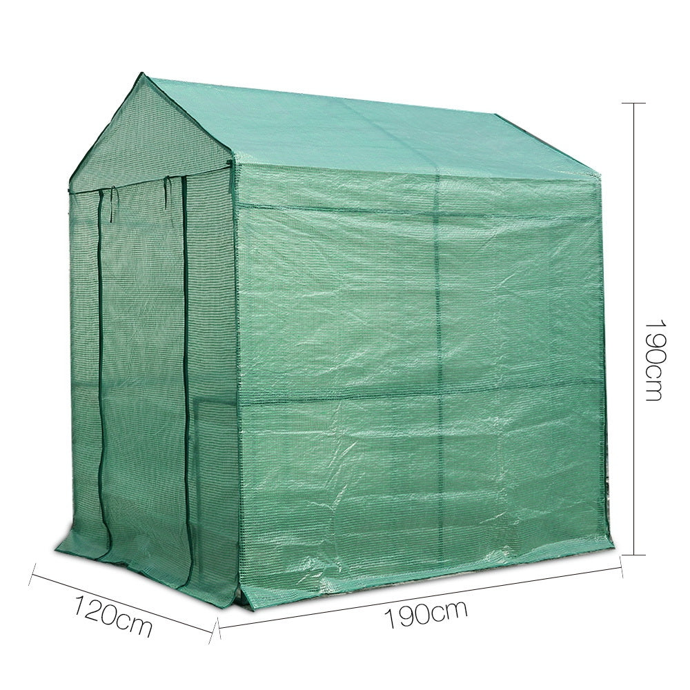 Greenhouse 1.2x1.9x1.9M Walk in Green House Tunnel Plant Garden Shed 4 Shelves