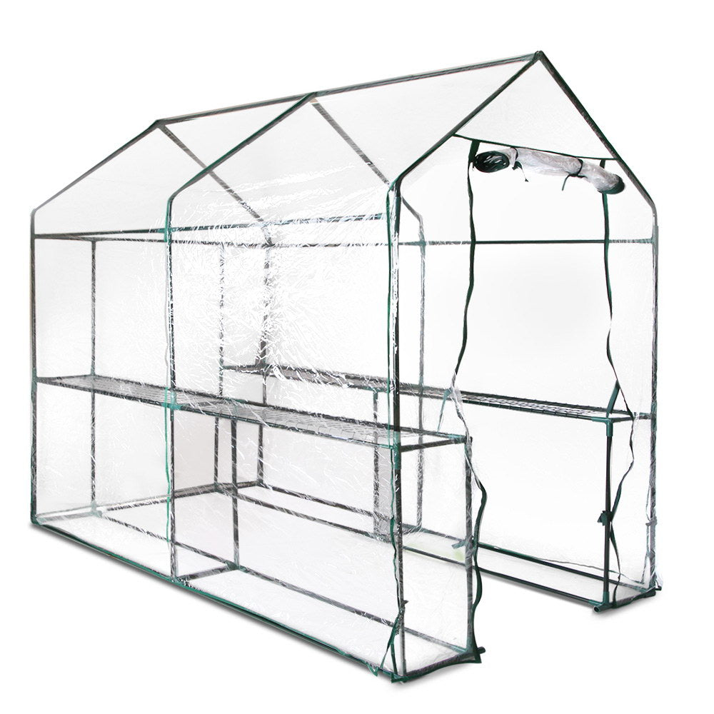 Greenhouse 1.2x1.9x1.9M Walk in Green House Tunnel Clear Garden Shed 4 Shelves
