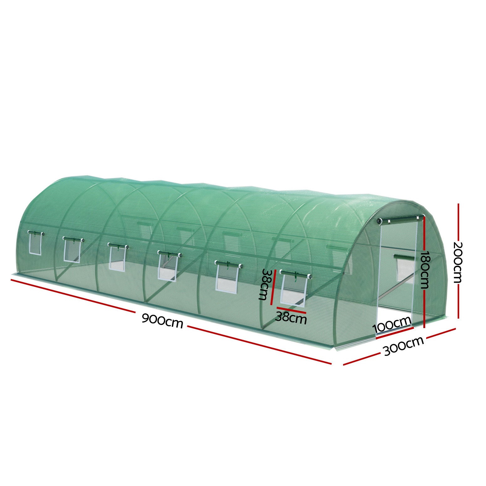 Greenhouse 9x3x2M Walk in Green House Tunnel Plant Garden Shed Dome