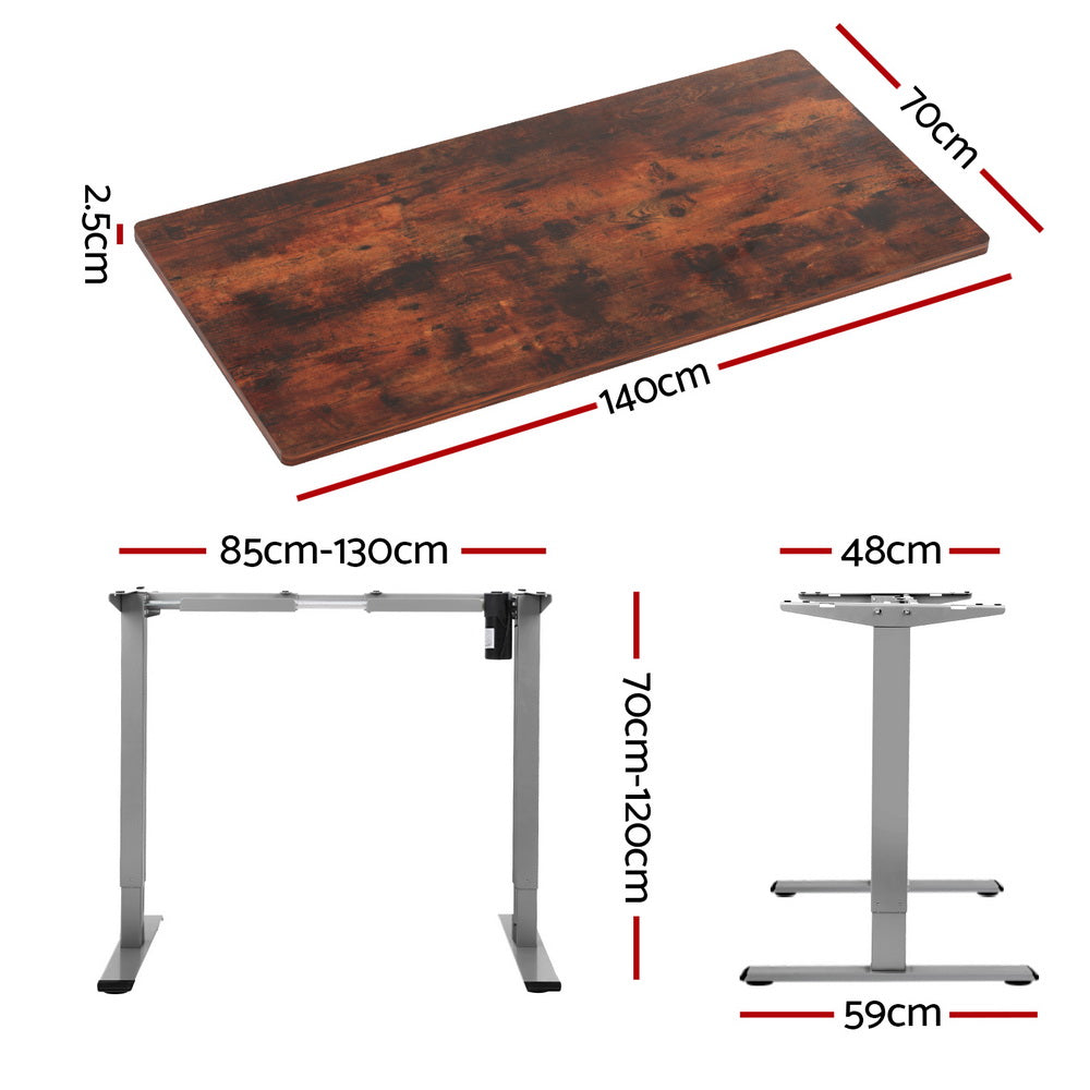 Standing Desk Motorised 140CM Rustic Brown
