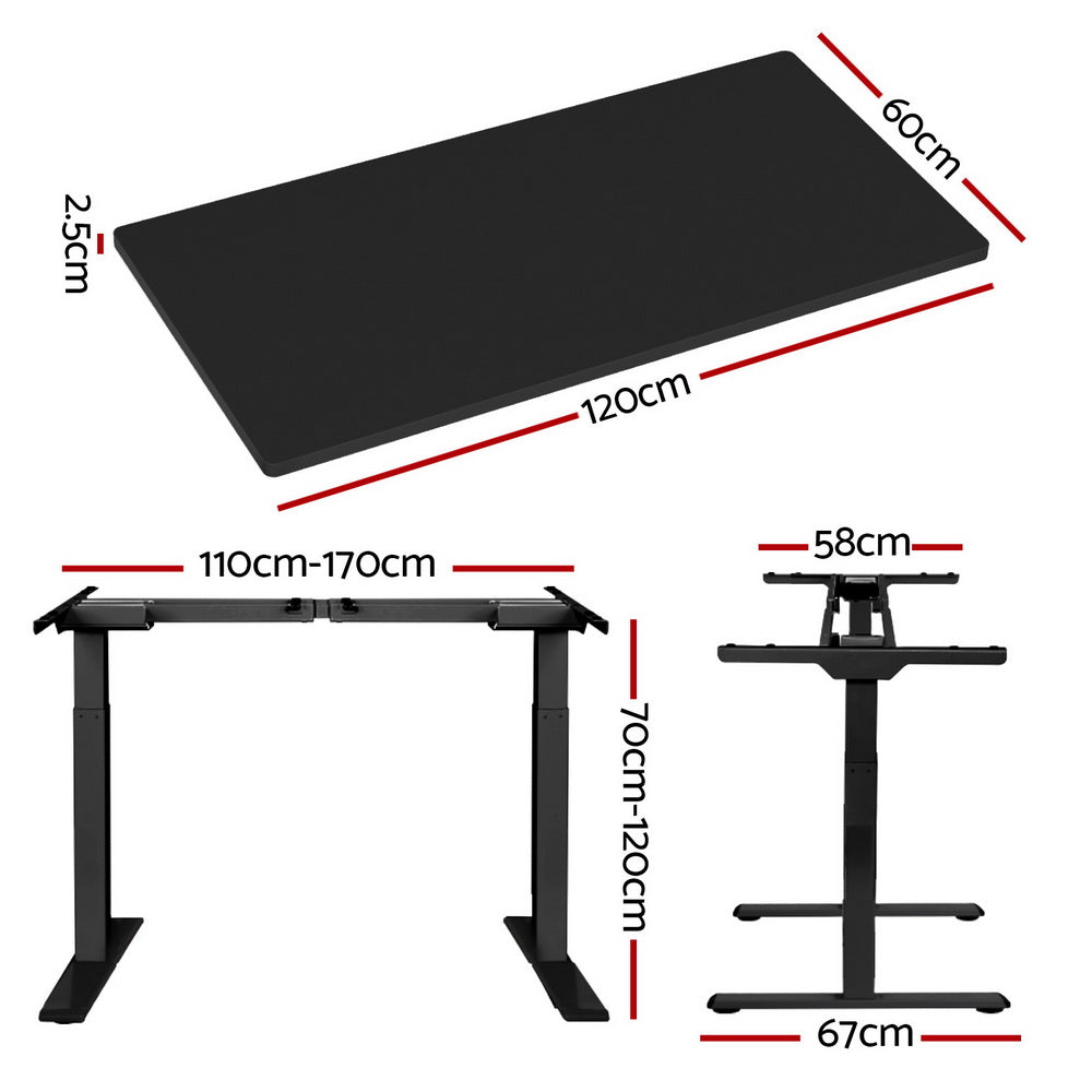 Standing Desk Motorised Dual Motor Black 120CM