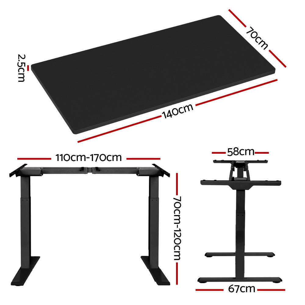 Standing Desk Motorised Dual Motor Black 140CM