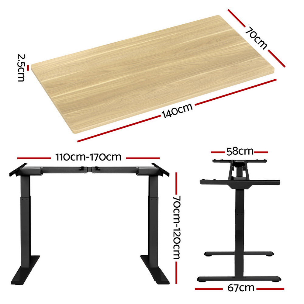 Standing Desk Motorised Dual Motor White Oak 140CM